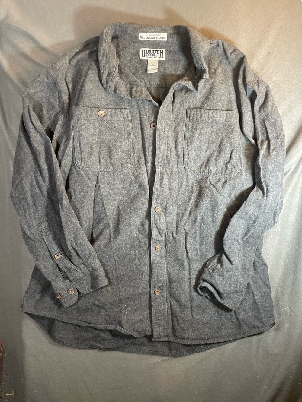 Duluth Trading Co. Free Swingin' Flannel Shirt | Mens XL Relaxed Fit Gray